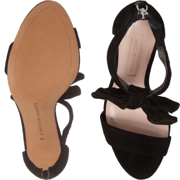 Avec Les Filles Jax Black Kid Suede Ankle Bow Pump leather - Picture 6 of 6